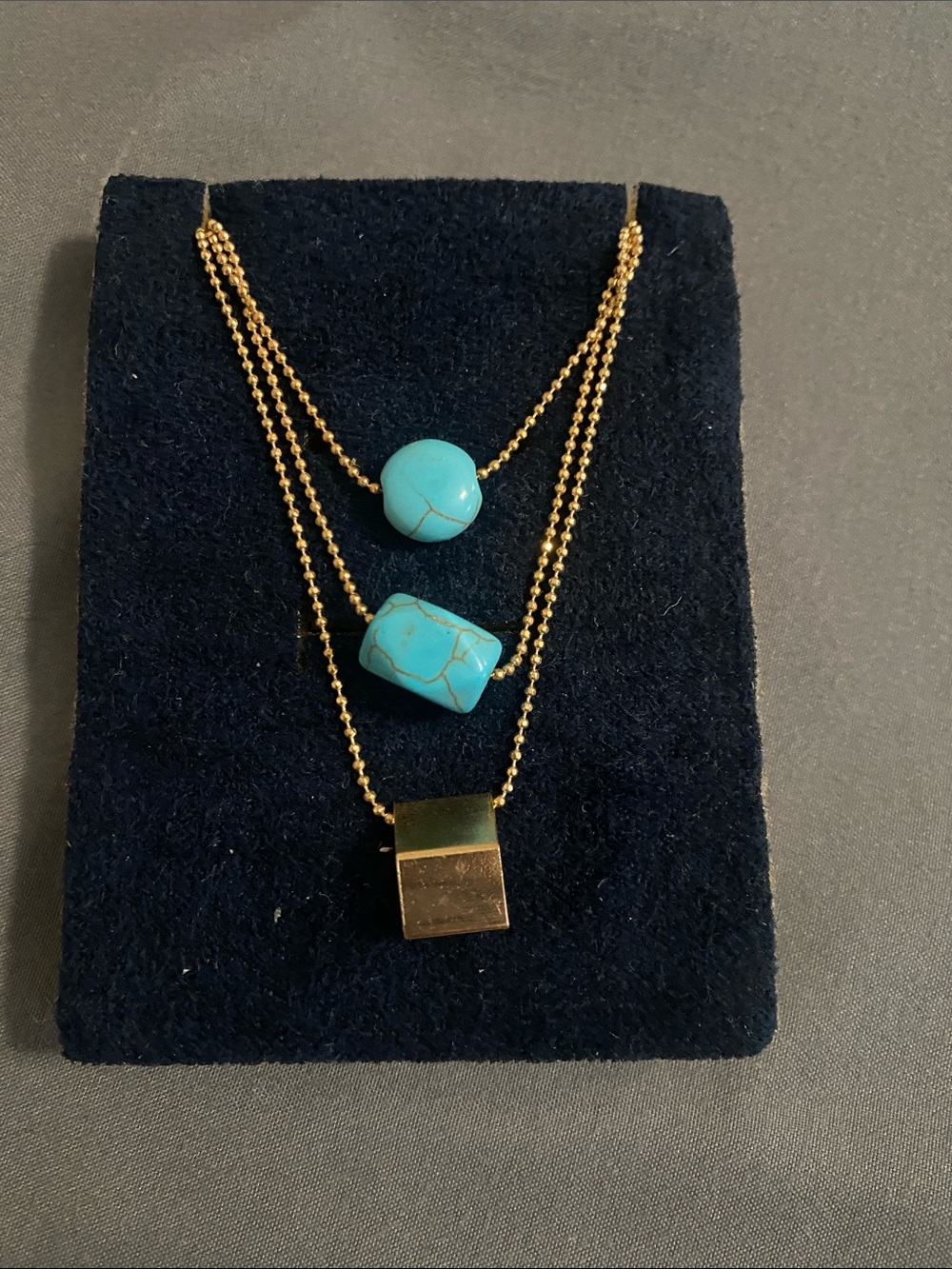 Gold Layered Necklace with Turquoise Beads